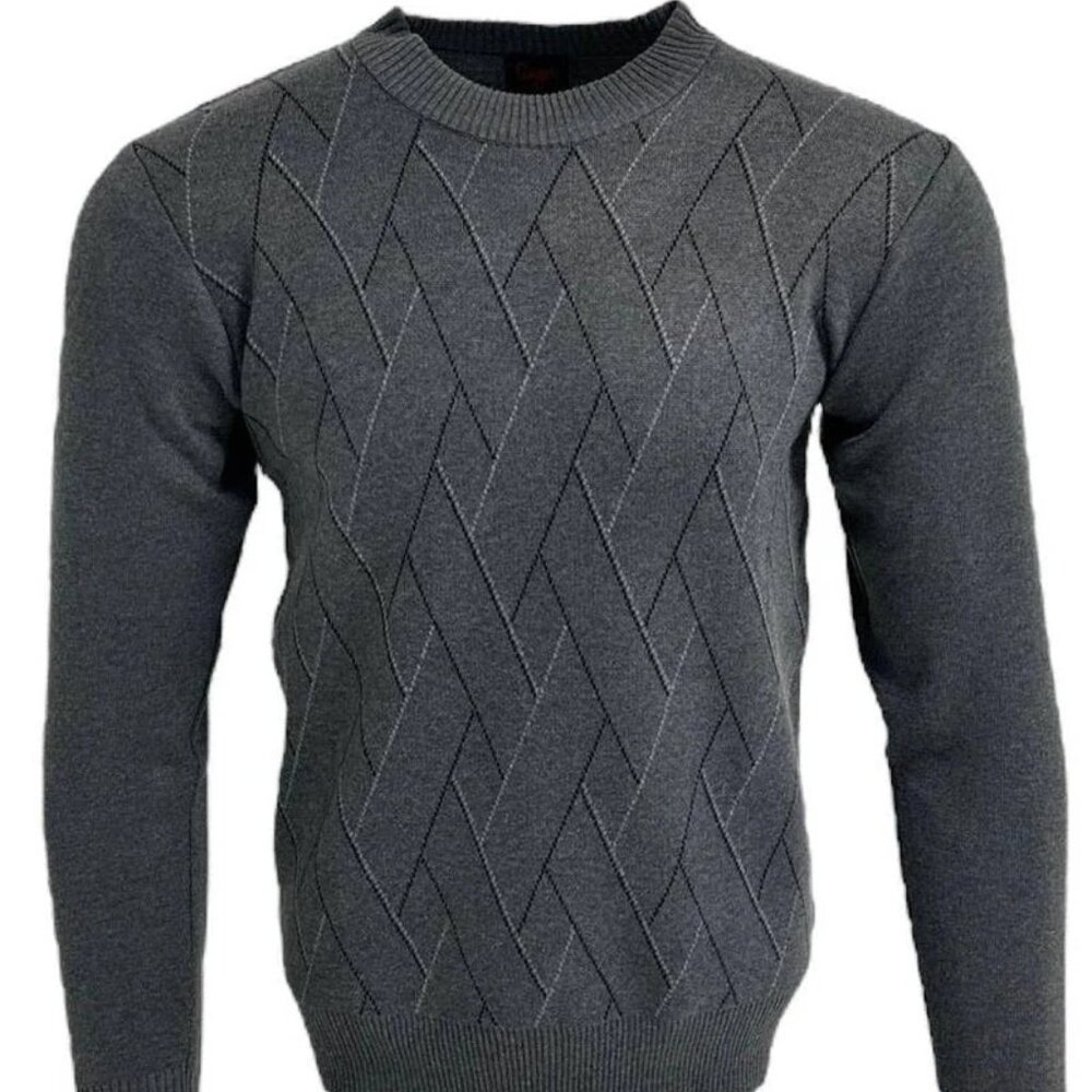 Sugar Grey Knit Argyle Print Sweater